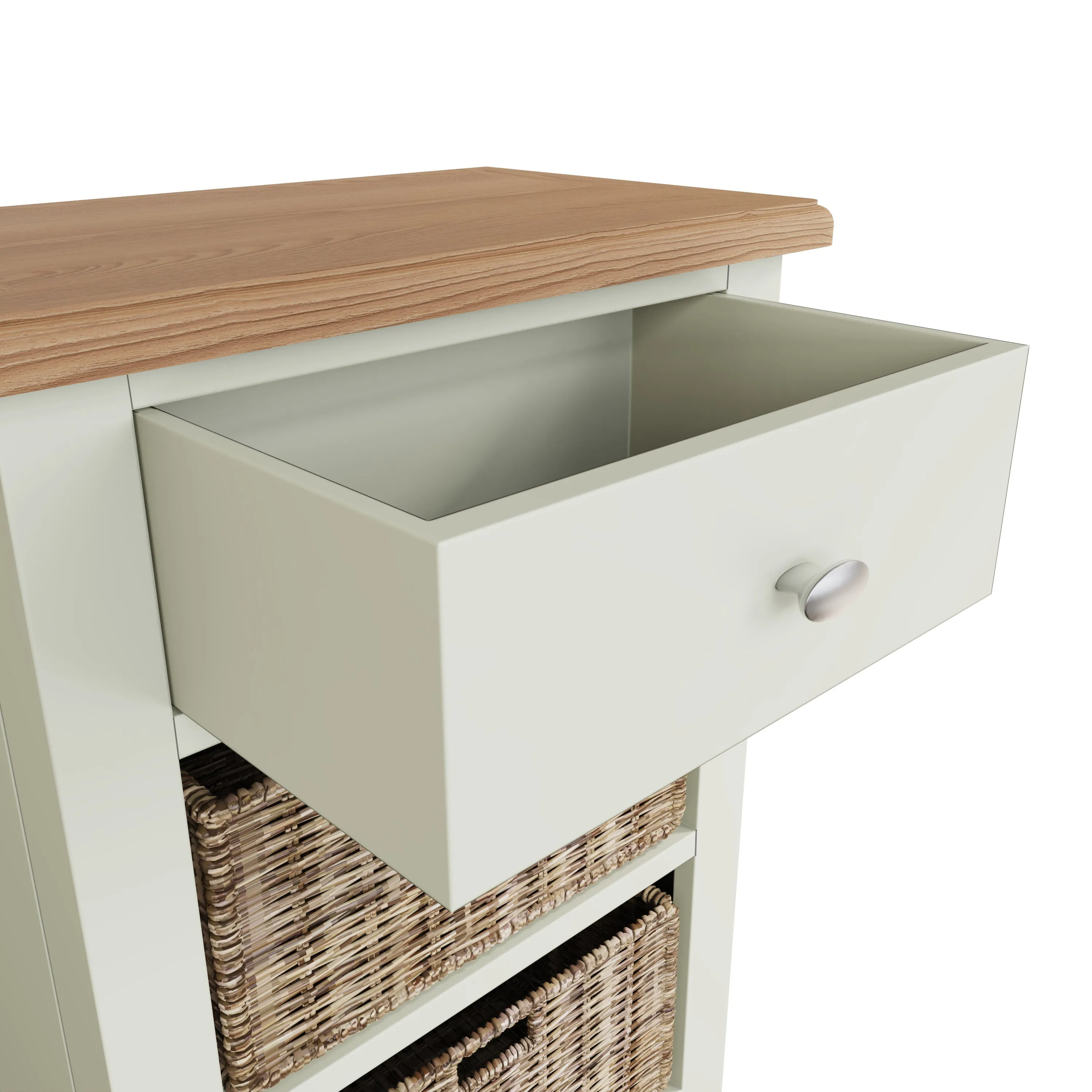 Salisbury Pure White Cabinet 1 Drawer 2 Basket 50 x 30 x 75 cm