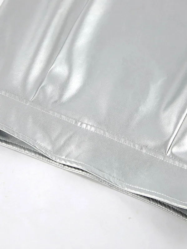 Shiny Solid Color Split-side A-line Skirts Bottoms