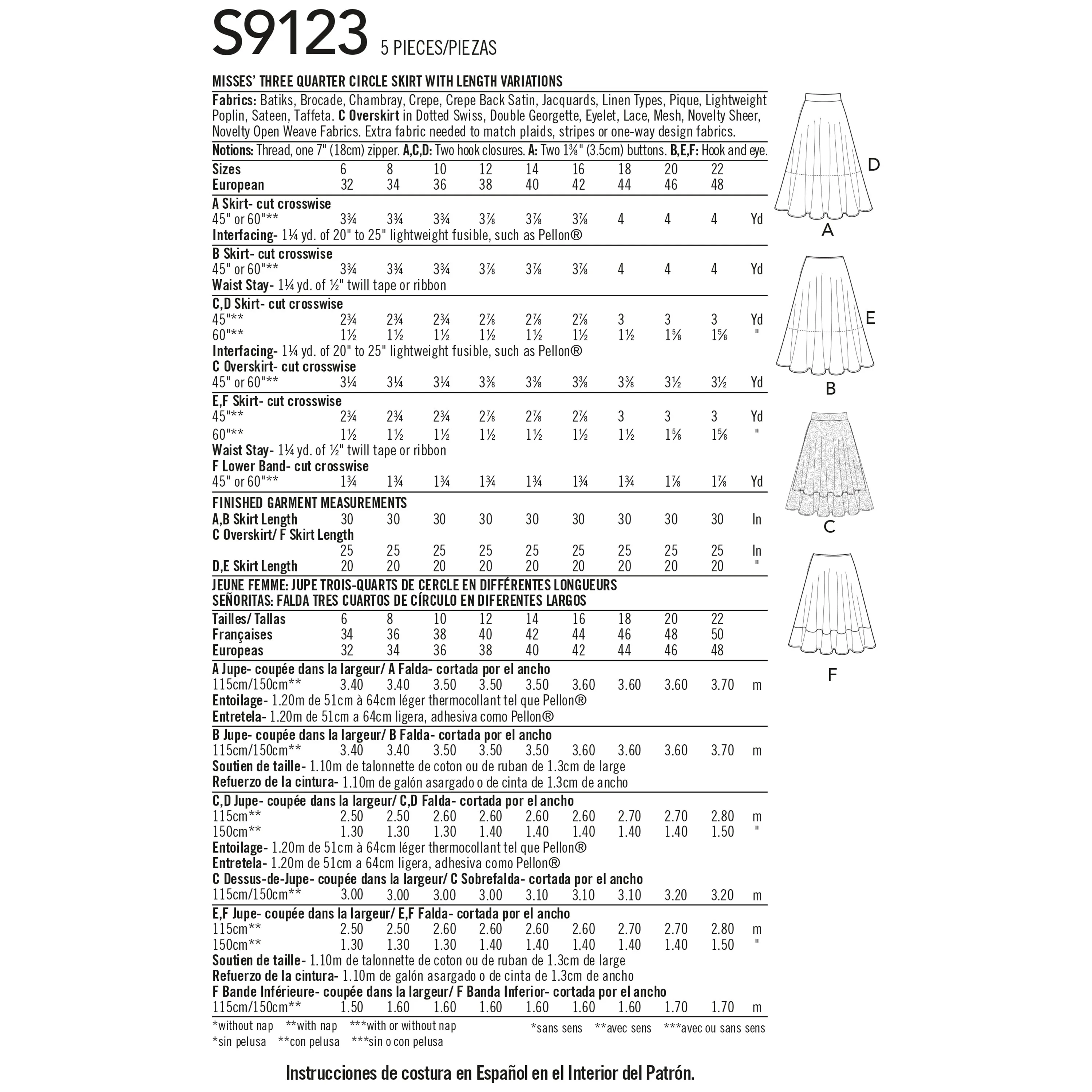 Simplicity S9123 Misses' Skirts