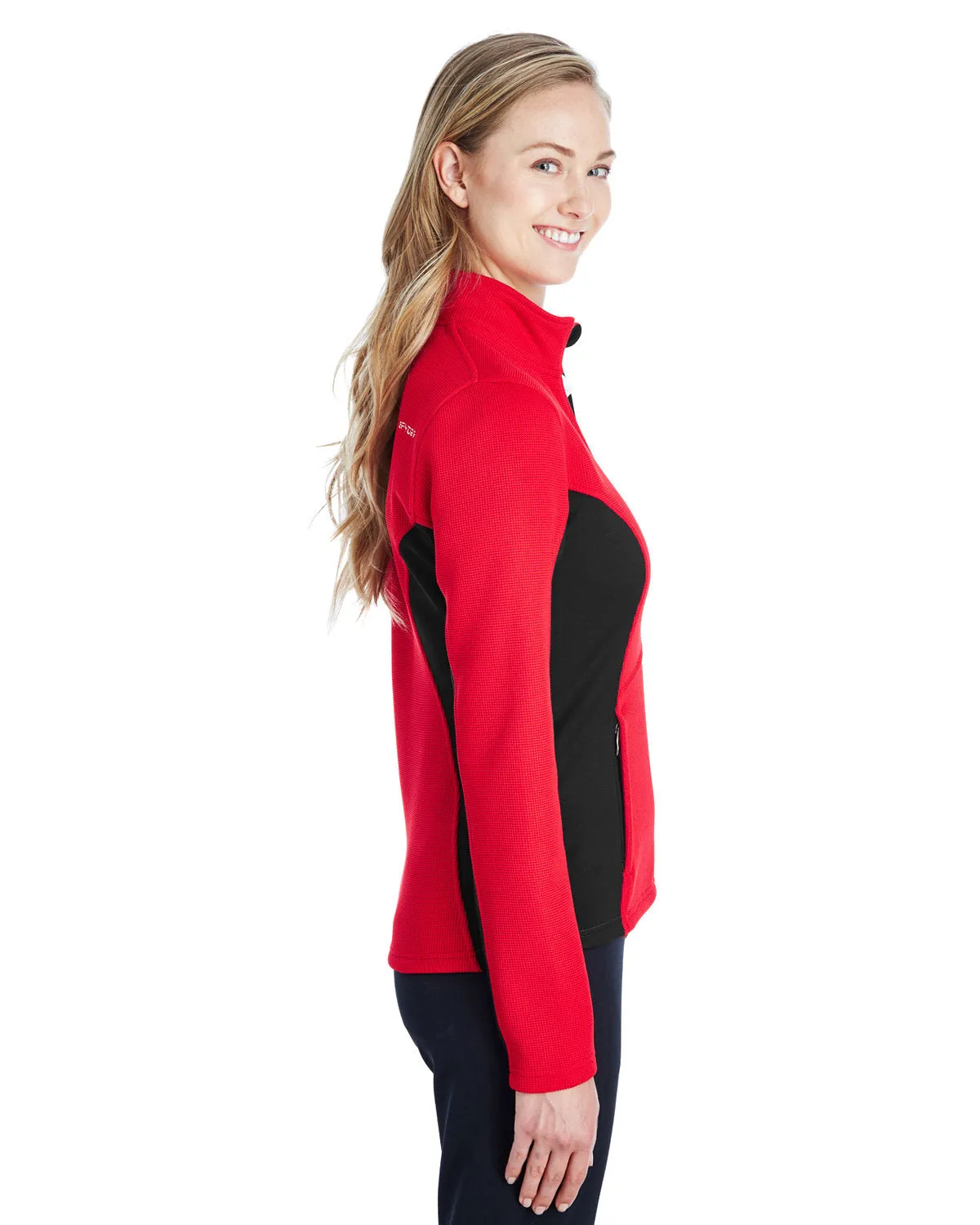 Spyder Ladies Constant Full Zip Sweaters, Fleece Red/ Black/ Wht