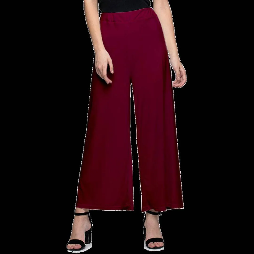 Stylish Women Palazzo Combo Pack Of 2 (Maroon, Navy Blue)