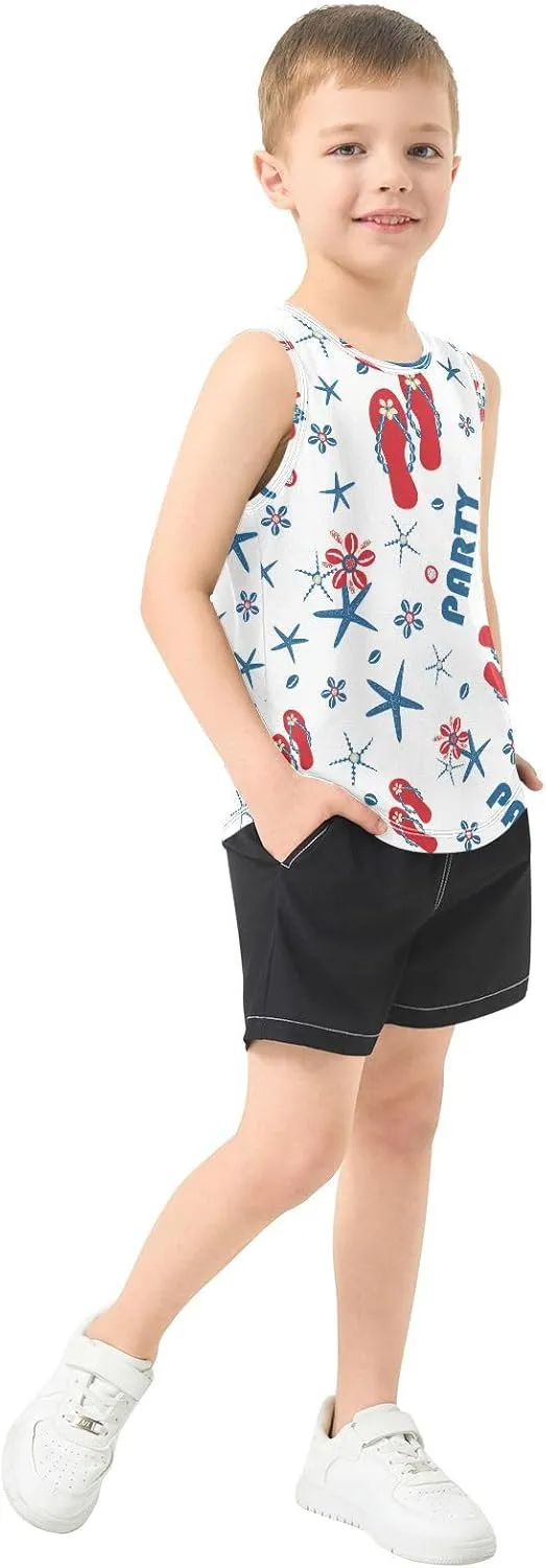 susiyo Patriotic Flip Flop Starfish Boys Sleeveless Tank Top Toddler Athletic T Shirts