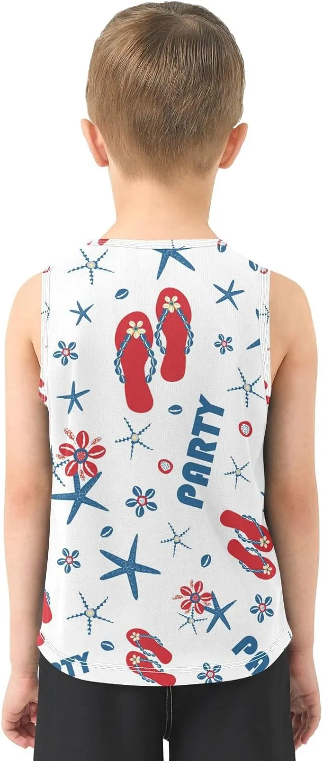 susiyo Patriotic Flip Flop Starfish Boys Sleeveless Tank Top Toddler Athletic T Shirts