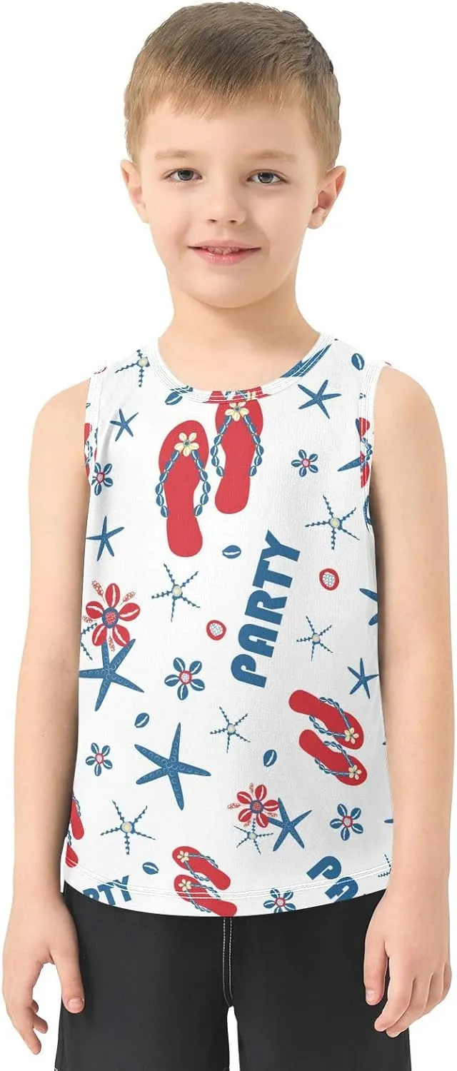susiyo Patriotic Flip Flop Starfish Boys Sleeveless Tank Top Toddler Athletic T Shirts