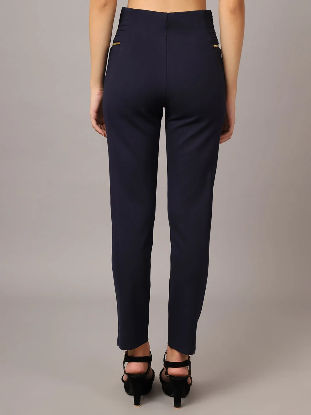 Women's  Flat Front Navy Blue  High rise Jeggings