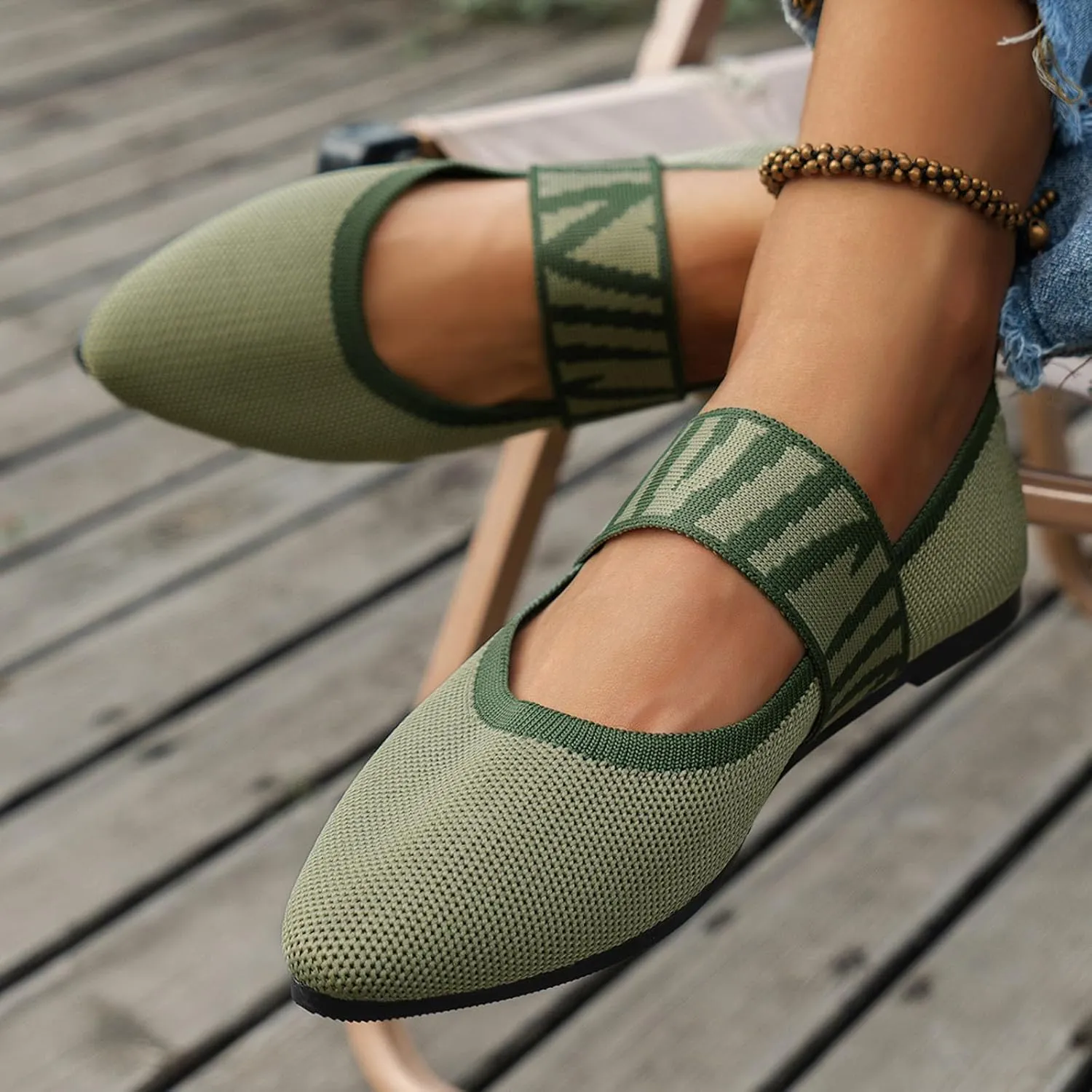 Womens Flat Shoes Knit Ballet Shoes Round Toe Slip on Loafer Casual Business Shoe Comfort Soft Office Flats