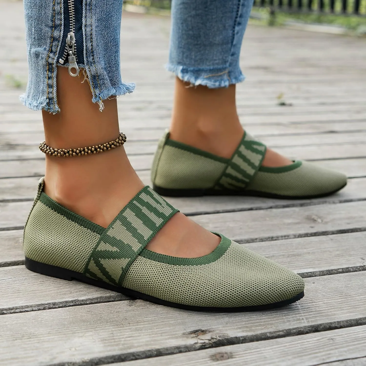 Womens Flat Shoes Knit Ballet Shoes Round Toe Slip on Loafer Casual Business Shoe Comfort Soft Office Flats
