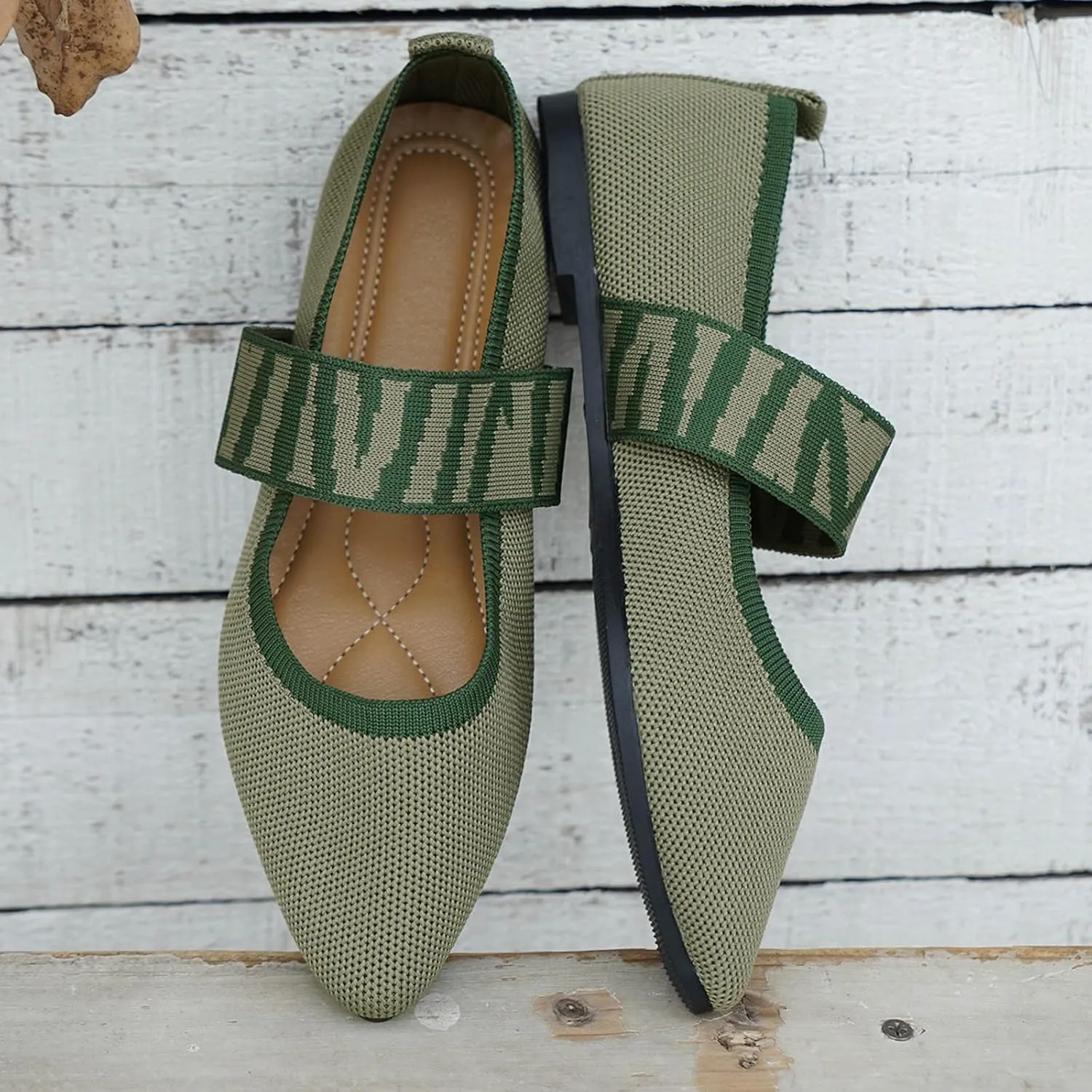 Womens Flat Shoes Knit Ballet Shoes Round Toe Slip on Loafer Casual Business Shoe Comfort Soft Office Flats