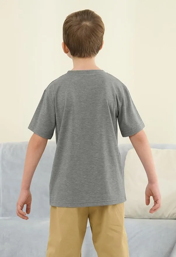 ZDC Boys Short Sleeve T Shirts Kids Summer Crewneck Tops Basic Tees with Pockets 5-14 Years